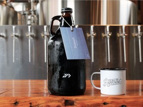 Postmark Brewings growler and merchandising.