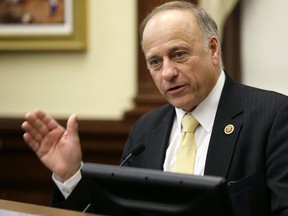 In this Jan. 23, 2014, file photo, Republican U.S. Rep. Steve King of Iowa speaks in Des Moines.