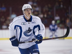 Elias Pettersson on the ice in the Canucks Summer Showdown Top Prospect game at Rogers Arena  Vancouver, July 6, 2017.