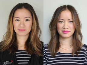 Joanna Li before and after her makeover.