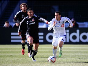 Defender Sean Franklin (left), then with D.C. United, chases down Dilly Duka of the Montreal Impact during a March 2015 Major League Soccer game at RFK Stadium in Washington, D.C. (Photo: Rob Carr, Getty Images files)