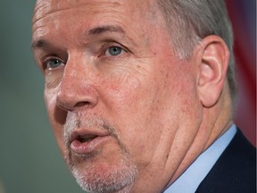 B.C. Premier John Horgan at a news conference in Vancouver on Feb. 2, 2018.