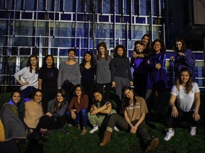 Vagina Monologues cast photo from left to right is - back row: Miki Brodkin, Taninli Wright, Laurel Bailey, Jeni Hsing, Courtney Richter, Zoe Harrelson-Louie, Sophia Travasieff, Erin Van Zyderveld, Coral Bautista, and Hannah Toms. Front row: Michelle Rivadeneira, Zainab Alwarid, Sophia Saugstad, Azul Carolina Duque, Jennifer Tong, Anastasia Gornostaeva, and Brynn La Croix. (missing is Angelika Sky Elliot).