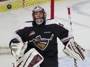 David Tendeck comes across as poised and unflappable, backstopping a Vancouver Giants team that is young, quick and that likes to push things offensively. (Photo: Gerry Kahrmann, PNG files)