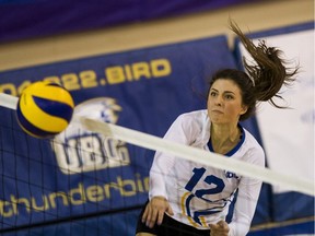 Olivia Furlan has been an offensive force for the UBC women's volleyball team as the Thunderbirds look continue their quest for a 14th conference title and a 12th national banner. (Photo: Bob Frid, UBC Athletics)