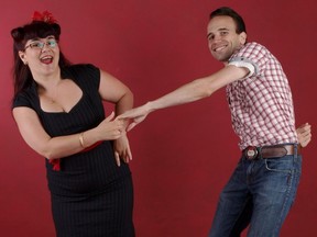 Members of Jive Studio taught rockabilly jive, 1950's, swing-dancing lessons for $2 per person at St. Laurent Boulevard at Montreal in 2010.