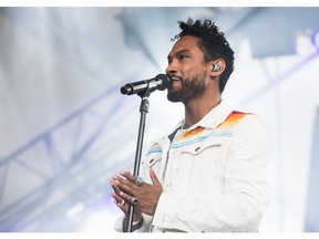 American singer/songwriter Miguel playing a groovy set on the Mount Currie Stage at the Pemberton Music Festival.