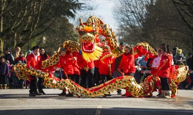 Thousands of people turned out for the Chinese Lunar New Year Parade, Year of the Dog, in Chinatown, Vancouver, BC,  February 18, 2018.