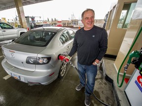 Van Fabbro drove down to the Bellis Fair Costco in Bellingham, Wash., from Burnaby on Tuesday to fill up on cheap gas. Gas prices in B.C. are approaching $1.50 a litre.