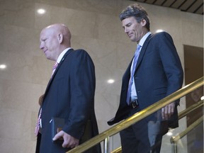 Port Coquitlam Mayor Greg Moore, left, and Vancouver Mayor Gregor Robertson are among at least a half dozen Metro mayors who do not plan to seek election this fall.