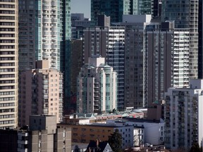 Condos and apartment buildings are seen in downtown Vancouver, B.C., on February 2, 2017.