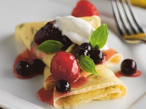 Warm berry compote turns a sweet crepe into an elegant dessert.