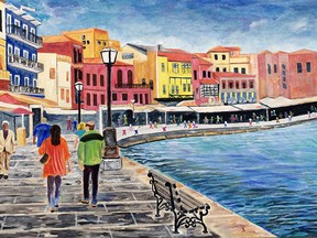 Chania, Crete painted by Marilyn Thomas.