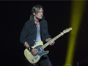 Keith Urban performs at the Bell Centre in Montreal on Aug. 12, 2017.