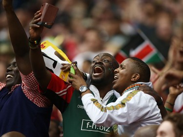VANCOUVER, BC - MARCH 11: Fans react to Kenya defeating the United States during the Canada Sevens, the Sixth round of the HSBC Sevens World Series at the BC Place stadium Centre on March 11, 2018 in Vancouver, British Columbia, Canada.