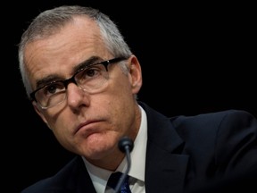 In this file photo taken on May 11, 2017, Andrew McCabe testifies before the Senate Intelligence Committee on Capitol Hill in Washington, DC.
