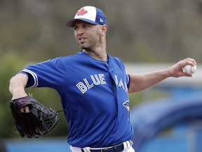 Toronto Blue Jays' J.A. Happ is expected to get the opening day start against the Yankees. (AP Photo/John Raoux) ORG XMIT: FLJR101