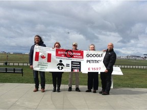 From left, Serge Biln, Kerry Starchuk, Robert Ingves, Ann Merdinyan, and Gary Liu are behind a petition to have the federal government stop birth tourism in B.C.