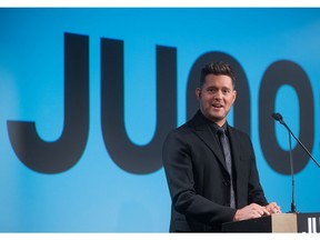 Michael Buble at a news conference announcing he would be the host of the 2018 Juno Awards in Vancouver.
