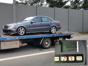 A driver in Maple Ridge had their car impounded after traffic police clocked the vehicle travelling at more than 90 kilometres an hour over the posted speed limit.