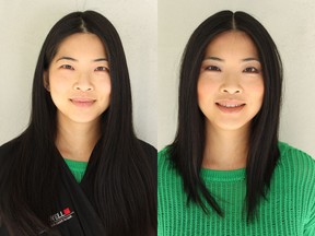 Angela Lum is a new mom and esthetician. The 33-year-old has had the same haircut since 1997 and was ready for a change. On the left is Lum before her makeover by Nadia Albano, on the right is her after.