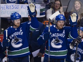 VANCOUVER. April 05 2018. Vancouver Canucks \v Arizona Coyotes \p in the third period of a regular season NHL hockey game at Rogers Arenas Vancouver, April 05 2018. The game was the last home game of the season. Vancouver. Gerry Kahrmann  /  PNG staff photo)( For Prov / Sun Sports )  00052891A    [PNG Merlin Archive]