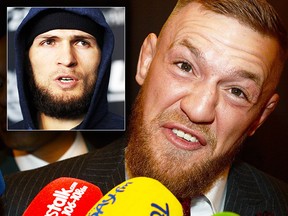 Khabib Nurmagomedov (L) and Conor Mcgregor.