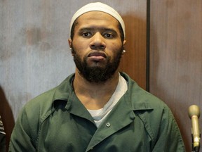 FILE - In this Jan. 20, 2016, file photo, Ali Muhammad Brown, of Seattle, appears before New Jersey Superior Court Judge Ronald Wigler in Newark, N.J. Brown, who says he was on a "jihad" to avenge U.S. policy in the Middle East, is facing sentencing for killing a New Jersey college student. He is scheduled to be sentenced on Tuesday.