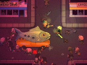 Screen shot of the video game "Death road to Canada."