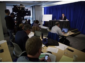 Ombudsperson Jay Chalke releases his report into the terminations of Ministry of Health employees in 2012 during a press conference in Victoria on Thursday, April 6, 2017.