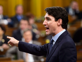 Prime Minister Justin Trudeau speaks during question period in the House of Commons on April 25, 2018.