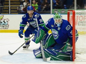 Netminder Thatcher Demko was a star of the game Friday night as his Utica Comets beat the visiting Toronto Marlies 5-2 to tie their best-of-five series 2-2.  Game 5 is Sunday.