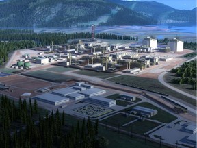 A rendering of the northwest side of the proposed LNG Canada liquefaction plant and export terminal in Kitimat.