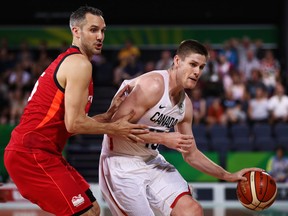 Conor Morgan of Canada drives to the hoop against  England during action at the Commonwealth Games on the Australian Gold Coast earlier this month.