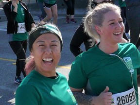 VANCOUVER, B.C.: APRIL 23, 2018 -- Submitted photo of the Sun Run participants and cheer leaders at the 2018 Vancouver Sun Run on April 22, 2018. Photo submitted. To be used in a photo gallery of Sun Run Smilers. [PNG Merlin Archive]