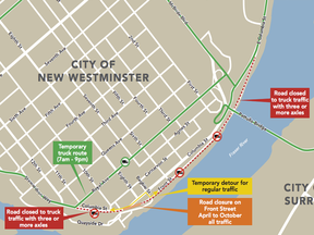 The intersection of Front and Columbia streets will be closed from April through October 2018 to allow for sewer upgrades.