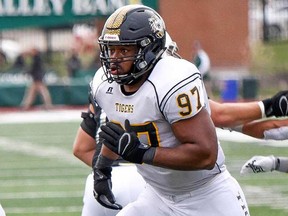 Canadian Nathan Shepherd in action during the 2017 college football season. (Fort Hays State University photo)