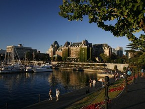 Fairmont Empress Hotel in the Inner Harbour in Victoria, BC, Canada.