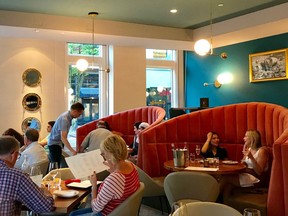 Dining area at Coquille Fine Seafood in Gastown.