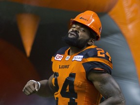 Jeremiah Johnson of the B.C. Lions, no stranger to grand entries, has his hard hat on at training camp in Kamloops these days where he's trying to secure a running back gig with the revamped CFL squad.