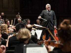 Celebrated conductor Bramwell Tovey performs Thursday night at his farewell gala with the Vancouver Symphony Orchestra at the Orpheum Theatre in Vancouver.