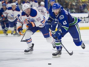 Jonah Gadjovich, who skated with the Vancouver Canucks in the Young Stars Classic in Penticton last September, is expected to start with the Utica Comets. He's physically already built for the NHL. He's not fast, but he is a good skater and does surprise opponents.