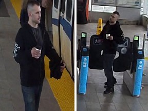 Metro Vancouver Transit Police asked the public to help identify a man who allegedly threw his coffee on a woman and pushed her to the ground at New Westminster SkyTrain station on April 6. A 27-year-old Coquitlam man is now facing charges.