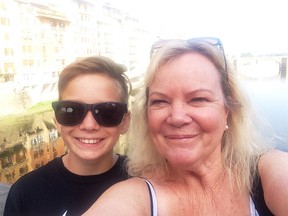 Vicki Arnott  and her grandson William on the Ponte Vecchio in Florence, Italy.