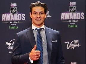 Matthew Barzal of the New York Islanders arrives to the 2018 NHL Awards presented by Hulu at the Hard Rock Hotel & Casino on June 20, 2018 in Las Vegas, Nevada.