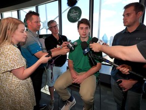 Quintin Hughes, who was drafted Friday by the Vancouver Canucks, spoke with with the media on Thursday in Dallas at Reunion Tower.