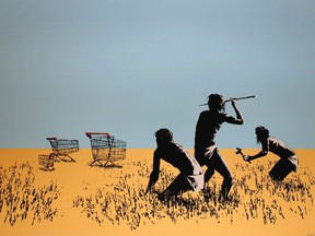 Trolley Hunters by Banksy, a print of which has been stolen from a gallery in Toronto.