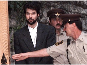 Dean Christopher Roberts at the courthouse in Nelson for his first appearance on murder charges on Sept. 25, 1995.