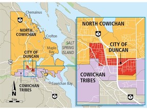 Map shows the area that was being considered for amalgamation.