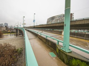 Construction begins Saturday on a new bike path on the Cambie Bridge.